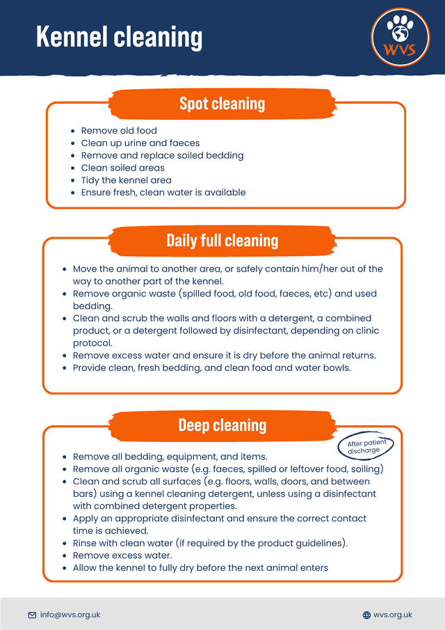 Kennel cleaning guidance sheet