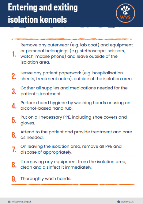Entering and exiting isolation kennels protocol