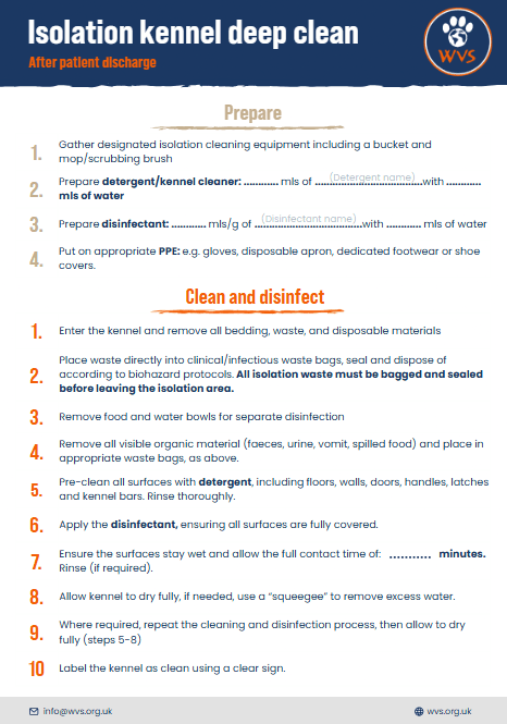 Isolation kennel deep clean protocol